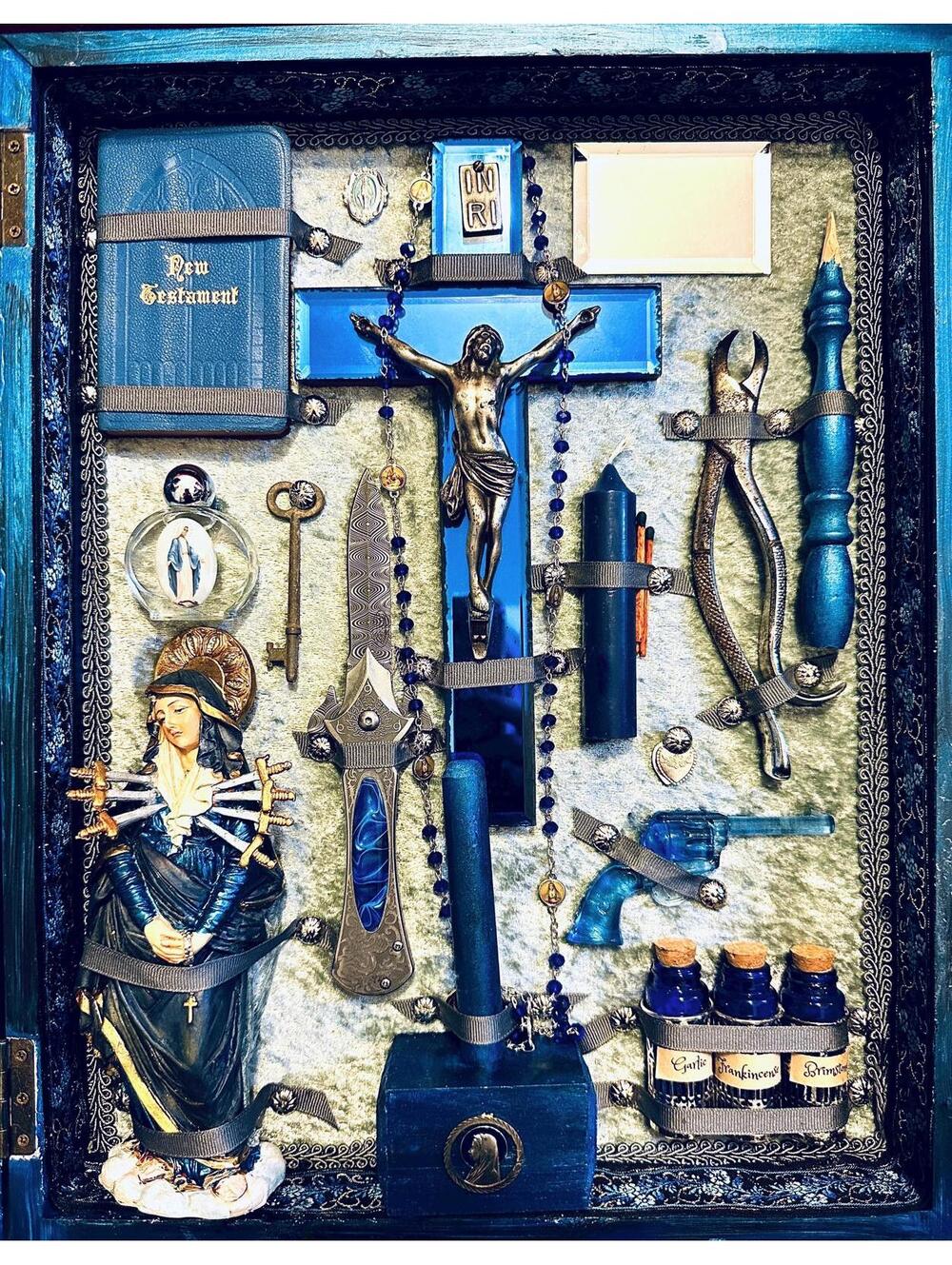Vampire Slayer Kit Poster Blue Lady of Seven Sorrows 16” x 20” Print Goth Decor